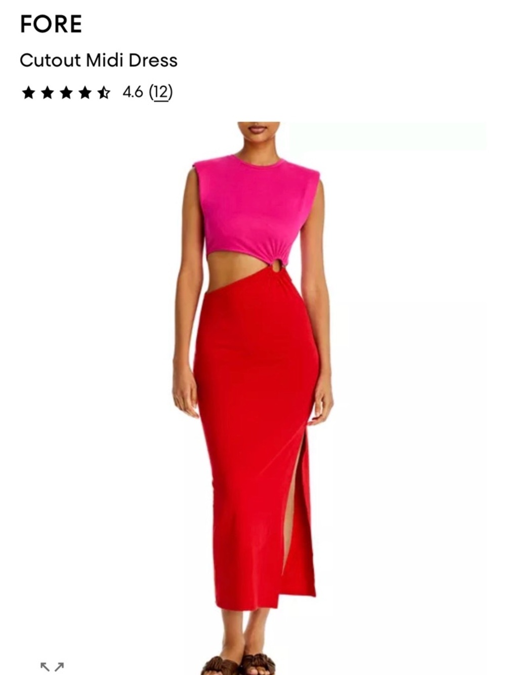FORE Colorblock Cutout Maxi Dress in Pink and Red **NEW**